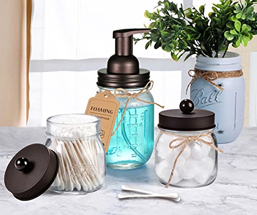 SheeChung Mason Jar Foaming Soap Dispenser-Rustproof Stainless Steel Lid & Foaming Soap Pump, Refill Foam Hand Soap Dispenser Glass for Bathroom Kitchen Vanities, Countertops-Bronze (1 pk) - color: Bronze