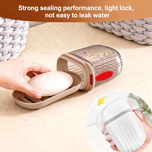 2-Pack Waterproof & Leakproof Travel Soap Case with Lid, Portable Soap Container with Draining Layer for Travel, Camping, Bathroom, Gym, Outdoor