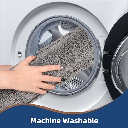 Bathroom Rugs Sets 3 Piece, with 20" x 28" U-Shaped Toilet Rug, Ultra Absorbent and Super Soft Touch, Non-Slip, Microfiber Plush,Rectangular Pattern, Quick Dry Bath Mats for Bathroom, Tub, Bedroom - color: Dark Grey