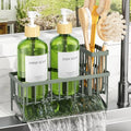Cisily Sage Green Kitchen Dish Soap Dispenser, 16 fl Oz Dual Kitchen Soap Dispensers with Sponge Holder, Customized Stainless Steel Kitchen Soap Dispenser Set, Modern Hand and Dish Soap Bottle Set - color: Sage Green Sponge Holder + Green Bottle