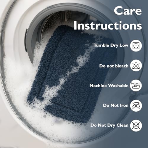 voyzz home Luxurious 100% Cotton Bathroom Rug Mats - Featuring Ultra-Soft Plushness, Non-Slip Design, Thickness, and Washability. Enhancing Home Decor, Bath Mat Measuring 20"x32" Plain Blue.… - color: Blue Plain Single 20x32