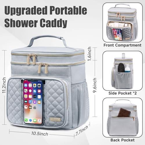 Tealari Large Toiletry Bag for Women Men,Bathroom Bag,Water Resistant Shower Bag,Makeup Bag,Portable Shower Caddy for College Dorm,Hanging Travel Toiletry Bag with Transparent Waterproof Phone Pocket - color: Light Gray