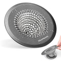 TRAPMATE Shower Hair Drain Catcher, Easy Clean Bathtub Drain Hair Catcher, Fast Drainage Tub Drain Protector, Stainless Steel Shower Drain Cover for US Standard Regular & Pop-up Drain Screen (Black) - color: Black