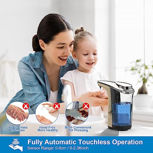 PZOTRUF Automatic Soap Dispenser, Touchless Dish Soap Dispenser 17oz/500ml with Infrared Sensor, 5 Adjustable Soap Dispensing Levels, Liquid Hand Dispenser for Bathroom Kitchen Sink(Champagne Gold) - color: Champagne Gold