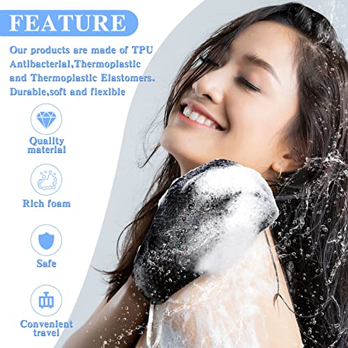 Vesici 2 Pcs Honeycomb Exfoliating Glove Set Exfoliating Bath Mitt Honeycomb Face and Body Scrubber Shower Mitt Sponges for Cleaning Body Shower Face Skin Beauty Spa(Black) - color: Black