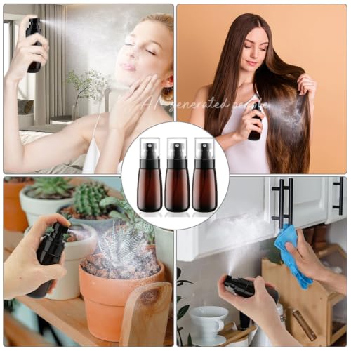 Cosywell Travel Spray Bottle 2oz 60ml 3 Pack TSA Approved Leak Proof Fine Mist Spray Bottles Empty Plastic Refillable Spray Bottle for Perfume Essential Oils Toners Rose Water Cosmetics（3Brown） - color: 3 Brown, size: 2 oz