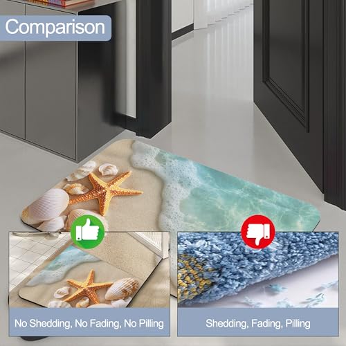 Bath Mats for Bathroom,Starfish Seashells Bathroom Rugs,Summer Ocean Beach Diatomaceous Bath Rug Quick Dry, Non Slip Super Absorbent Low Profile Doormat for Home Kitchen Patio 17 X 29.5 Inch - color: Starfish Seashells