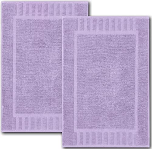 White Classic Luxury Bath Mat Floor Towel Set - Absorbent Cotton Hotel Spa Shower/Bathtub Mats [Not a Bathroom Rug] 22"x34" | 2 Pack | Lavender - color: 16: Lavender