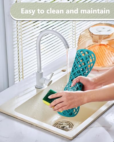 2 Pack Silicone Sink Protectors for Kitchen Sink, Trellis Pattern 13 x 11 Inches Sink Mat, Non-Slip and Durable Sink Protector Silicone, Rear Drain, Green - color: Green