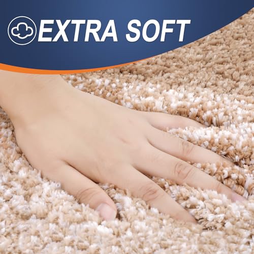 OLANLY Bathroom Rug Set 2 Piece, Soft Absorbent Microfiber Bath Mats and U-Shaped Contour Toilet Rug, Non-Slip, Machine Wash Dry, Plush Shaggy Bath Mats for Bathroom (24"x16"+24"x20", Beige) - color: Beige, size: 24" X 16" + U24" X 20"