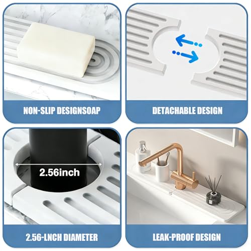 Diatomite Kitchen Faucet Mat – Quick Drying Stone Sink Tray & Splash Guard, Super Absorbent Moisture-Proof Sink Pad for Kitchen Counter Accessories(15.7" x 3.9") - size: 15.7" x 3.9"