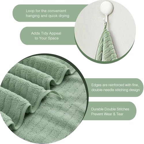Hailea Hand Towels Set 16x31 Inches,Soft Microfibers Bathroom Towel Set 2 Pack,Highly Absorbent Quick Dry Luxury Towel Hotel Spa Gym Hand Towel Collection for Bathroom,Green - color: Green, size: 2-Piece Hand Towel