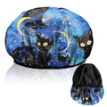 Luxury Shower Cap Terry Lined Reusable Triple Layer Waterproof Hair Elastic Caps Shower Bath Hat for Women Girls Cute Aesthetic-Black Cat - color: AL7-Black Cat