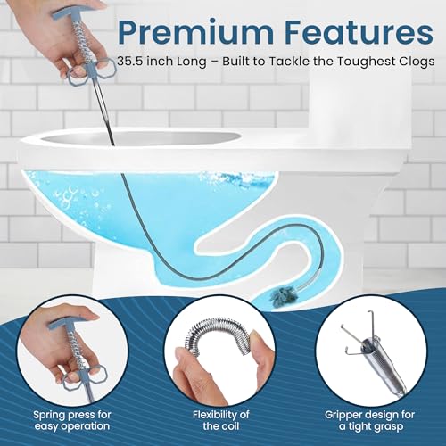 Drain Clog Remover 35.5 Inch Flexible Grabber Claw Hair Drain Snake for Sink-Shower-Toilet & Kitchen Pipes 7 Hair Clog Remover 2 (18 inch) Brushes and 20 Pair of Disposable Gloves - style: Pack of 10 - 35.5"