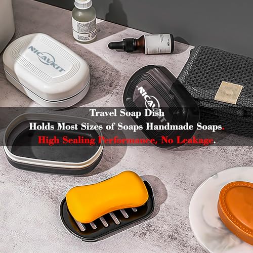 2Pack Travel Soap Container, Leakproof Travel Soap Box Bar Soap Dish Case with Silicone Band,Portable Soap Case with Lid for Bathroom, Camping, Gym, Travel - color: 2pcs Travel Soap Case