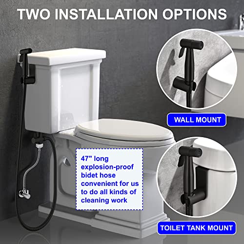 SHAMANDA Handheld Bidet Sprayer for Toilet, Stainless Steel Baby Cloth Diaper Sprayer Kit, Bathroom Toilet Bidet Attachment Set for Bathing Pets Feminine Hygiene, Matte Black BDS01-7 - color: Matte Black, style: Cold Water Mode Only