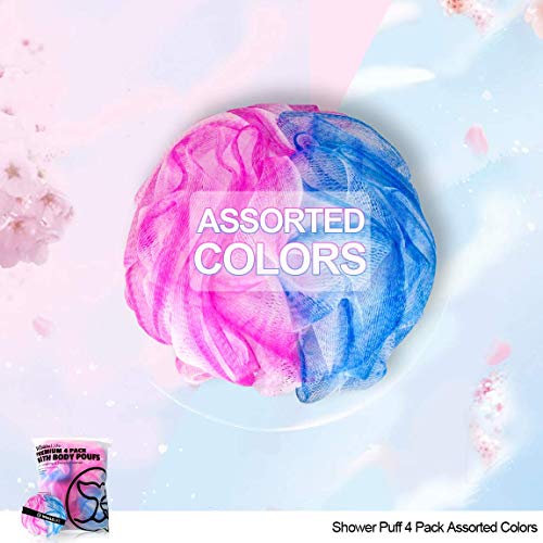 Loofah Sponge Bath Sponge for Women Men 4 Pack (Blue Pink Conbine) - style: Blue Pink Conbine