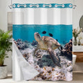No Hook Shower Curtain and Liner Set, Washable Shower Curtain Liner & Ventilation Window, Water Repellent Bath Curtain Features Realistic-Style Sea Turtle Pattern, Bathroom Essentials, 71x74 Inch - color: Underwater World
