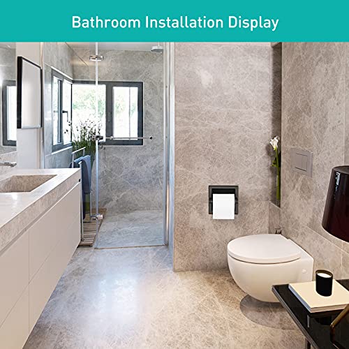 POKIM Matte Black Recessed Toilet Paper Holder/Tissue Paper Holder Stainless Steel Toilet Paper Holder in Wall for Bathroom Accessories Rear Mounting Bracket Included - color: Matte Black, size: Recessed