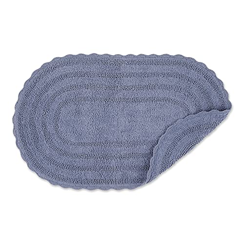 DII Crochet Collection Reversible Bath Mat, Large Oval, 21x34, Stonewash Blue - color: Stonewash Blue, size: 1'9" x 2'10" (Oval)