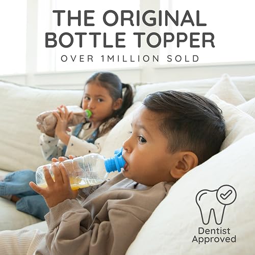 KiddiKap Original Bottle Topper, Silicone Sippy Spout, 2 Pack, Fits 28mm | 98% Spill Proof, Fits 28mm Standard Bottles, Dishwasher Safe, Ages 12 Months+ - size: 2 Count, (Pack of 1)