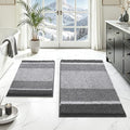 HOMEIDEAS Grey Bathroom Rugs Set of 2, Thick Absorbent Chenille Bath Mats, Non-Slip Soft Shaggy Rugs for Bathroom Floor, 20" x 32" & 17" x 24" - color: Grey
