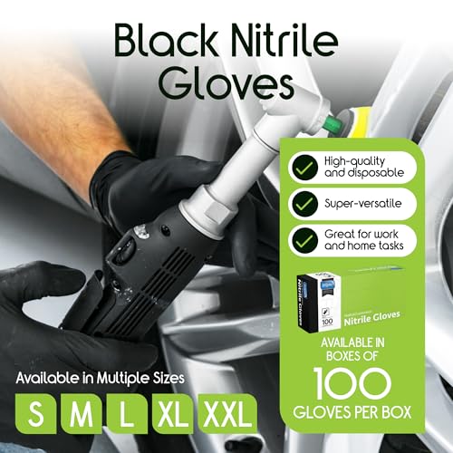 Inspire Black Nitrile Disposable Gloves | 4.5 Nitrile Disposable Safety Medical Cooking Cleaning Gloves - size: Large, style: Black - Box of 100