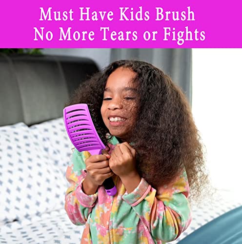 Detangling Brush Boar Bristle Hairbrush for Adult & Kids Wet or Dry Hair - KTKUDY Detangler Hair brush Getting Knots Out without Pain - Adds Shine and Makes Hair Healthier Purple - black handle - color: Purple - black handle