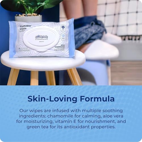 Squatty Potty 7″ Toilet Stool + Plant‑Based Flushable Wipes Bundle — Improve Bathroom Posture & Freshness, Spa‑Scented, Flushable & Septic‑Safe - color: White + Wipes