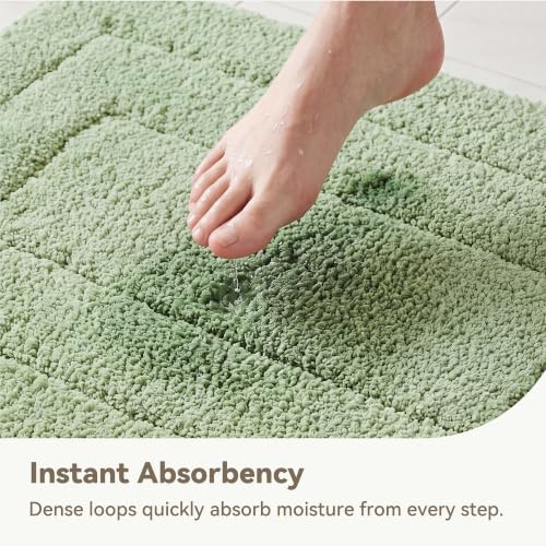 GRANNY SAYS Sage Green Bathroom Rugs Non Slip, 20" x 32", Bathroom Rugs Washable，Bath Rugs for Bath，Bath Mats for Bath Floor, Microfiber Bath Mat for Tub, Absorbent Shower Rug - color: Green, size: 1'8" x 2'8" (20" x 32")