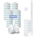 48 Count Refill Heads Disposable Toilet Brush Kit with Holder,Deep Cleaning Wand for Rim,Corner & Pipe,Wall Mount Storage Caddy,Limescale & Rust Remover