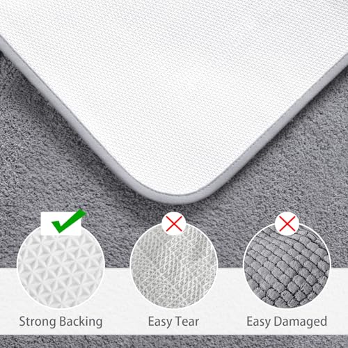 LOCHAS Bathroom Rug Set Light Grey, Soft Bath Rug Set 2 Piece Set, Toilet Mat U-Shaped 20x20 and 24x48 Bath Rugs, Quickly Dry Mats for Bathroom, Tub, Washable, Super Absorbent Floor Mat - color: Light Grey, size: 48" x 24" Plus 20" x 20" (U-Shape)