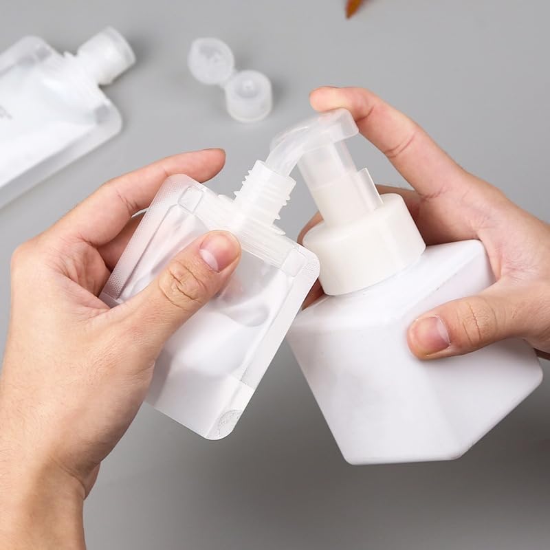 10Pcs Transparent Portable Fluid Packing Bags,New Travel Size Refillable Empty Squeeze Pouch, Premium Clear Travel Pouches for Toiletry, Lotion Shampoo Shower Gel Squeezable Bags (30ml),Bag and Cases