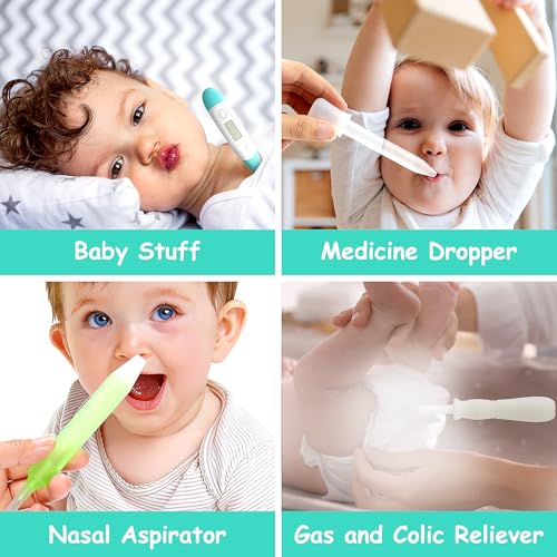 Baby Healthcare and Grooming Kit, 28 in 1 Portable Baby Essentials Kit Electric Nail Trimmer Set with Gas Relief Hair Brush Comb Nasal Aspirator for Newborn Boys Girls (Green) - style: 28 Kits-Green