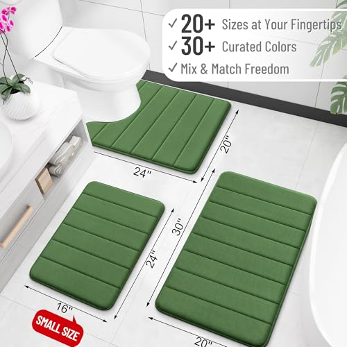 OLANLY Memory Foam Toilet Rugs U Shaped 24x20, Super Soft Absorbent Contour Bath Rugs, Quick Dry Machine Washable Toilet Mat, Bathmat Floor Carpet, Bathroom Home Decor Accessories, Olive Green - color: Olive Green, size: 24" X 20" Contour Rug