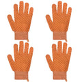 Exfoliating Bath Gloves 2 Pairs - Heavy Texture Body Scrub Gloves for Shower, Spa, Massage and Body Scrubs, Dead Skin Remover, Washing Gloves with Hanging Loop(Orange) - color: Orange