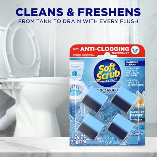 Soft Scrub In-Tank Toilet Cleaner Duo-Cubes, Sapphire Waters, 4 Count - size: 4 Count (Pack of 1)
