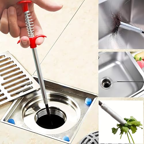 Drain Snake, Drain Clog Remover - Gutter Cleaning Tools Drain Cleaner for Toilet Sewer Shower Kitchen Bathroom Tub Clogged Drains Opener Cleaning Tool, Flexible Grabber Claw Pick Up Reacher (63 inch) - size: 63 inch