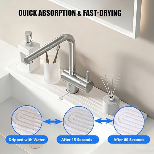 Diatomite Kitchen Faucet Mat – Quick Drying Stone Sink Tray & Splash Guard, Super Absorbent Moisture-Proof Sink Pad for Kitchen Counter Accessories(15.7" x 3.9") - size: 15.7" x 3.9"