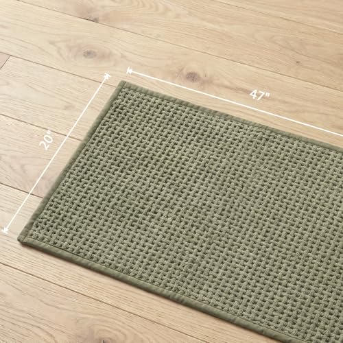 Bathroom Rugs Non Slip Washable, Super Absorbent Thin Bath Mat for Small Quick Dry Low Pile Bathroom Rug, (Dark Green, 47″x20″) - color: Dark Green, size: 1'8" x 3'11" (47″x20″)
