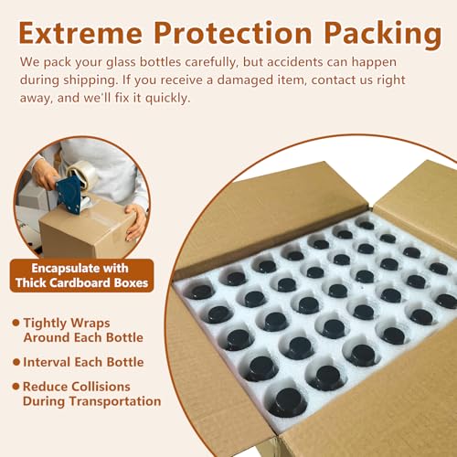 35 Pack 4oz Amber Glass Boston Round Bottles with Polycone Leak-Proof Phenolic Caps – Brown Airtight Refillable Containers for Homemade Vanilla Extract, Essential Oils, Herbal Medicine, and Syrups - size: 4oz