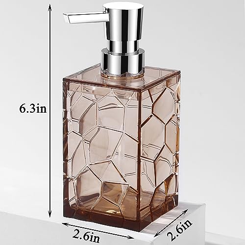 Hand Soap Dispenser, Clear Acrylic Plastic Liquid Pump Bottles Refillable Lotion Dispenser for Bathroom Decor Kitchen College Dorm, Light Brown - color: Clear Light Brown, size: 1 Pack