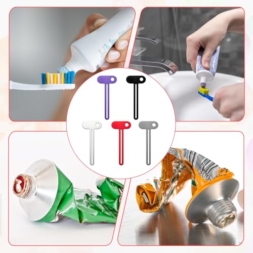 10 Pcs Metal Toothpaste Squeezer, Tube Squeezer Tool Toothpaste Roller Tube Wringer for Extruding Toothpaste Facial Cleanser Cosmetics