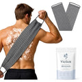 Yiclick Dual-Textured Exfoliating Washcloth Towel - Back Scrubber for Use in Shower Bath, Exfoliating Body Scrubber Exfoliator, Japanese Exfoliate Loofah Lufa Sponge Wash Cloth for Women Men - color: Charcoal
