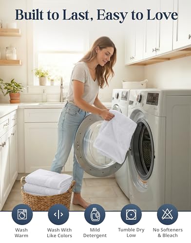 LANE LINEN 100% Cotton Bath Towel Set - 16 Pieces - Super Soft, Highly Absorbent & Quick Dry - 4 Bath, 8 Washcloths, 4 Hand Towels for Bathroom - Hotel Quality, Ideal for Spa, Gym & Travel - White - color: 02: White