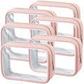 Abbylike 6 Pcs Clear Makeup Bags Bulk PU Leather Cosmetic Pouches Transparent Toiletry Bags with Zipper Waterproof Purse Skincare Car Organizer for Girl Women Travel Gifts(Nude Pink) - color: Nude Pink