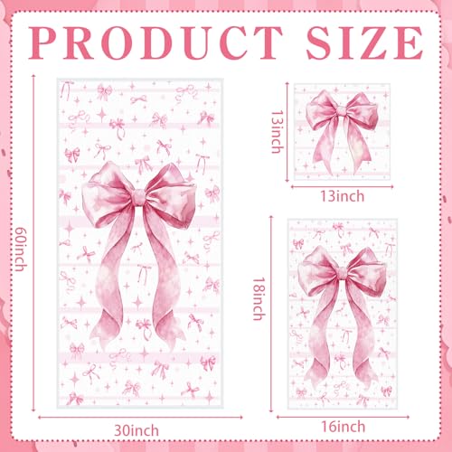 Moukeren Set of 3 Pink Bow Bath Towels Cute Coquette Large Bow Bath Towel Hand Towel and Washcloth Soft Decorative Towels for Girls Womens Bathroom Kitchen Pool Gym Spa Yoga - style: Large Bow