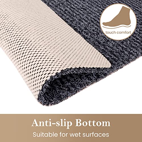 Shower Mat Bathtub Mat Non-Slip,24x24 inch, Soft Tub Mat with Drain,PVC Loofah Bath (Phthalate Free) for Tub and Bathroom,Quick Drying, Black - color: Black, size: 21" x 21" (Rectangular)