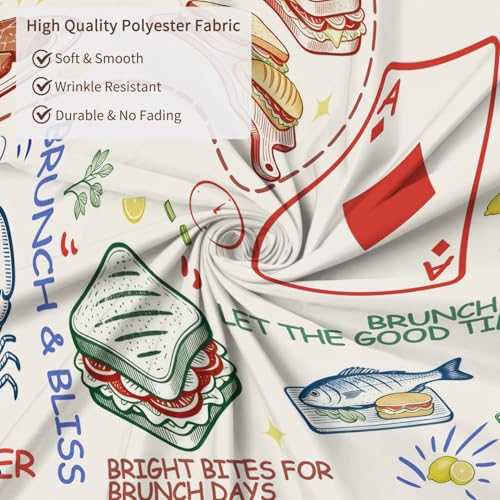 Fabric Shower Curtain with Hooks, Waterproof & Washable & Polyester, Funny Doodle Brunch Card Fish Grilled Meat Shower Curtains for Bathroom, Unique Art Deco Bathroom Curtain, House Gift, 71x74 Inch - color: Brunch Graffiti
