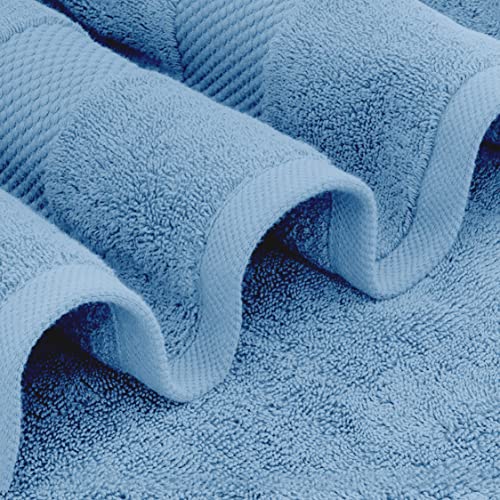 White Classic Luxury Bath Towels Set of 4 Large - 700 GSM Cotton Ultra Soft Bath Towels 27x54 | Highly Absorbent and Quick Dry | Hotel Towels for Bathroom Luxury, Plush Shower Towels, Light Blue - color: 14: Light Blue